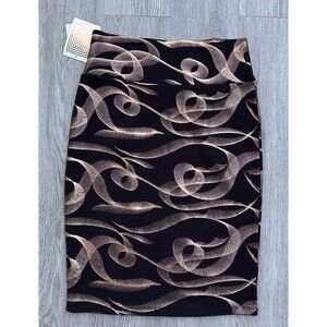 Lularoe Elegant Gold Ribbon Cassie Pencil Skirt Shimmer on Black size small